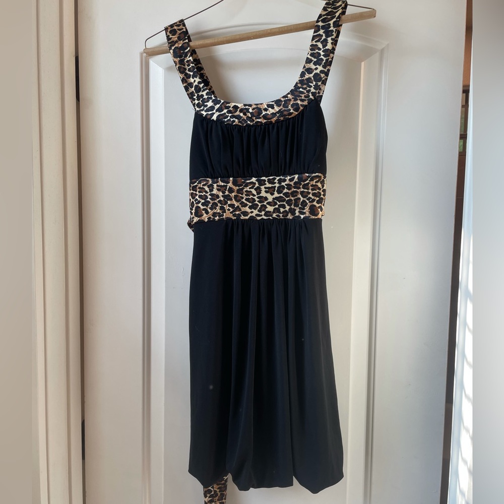 Black and Cheetah Print Dress